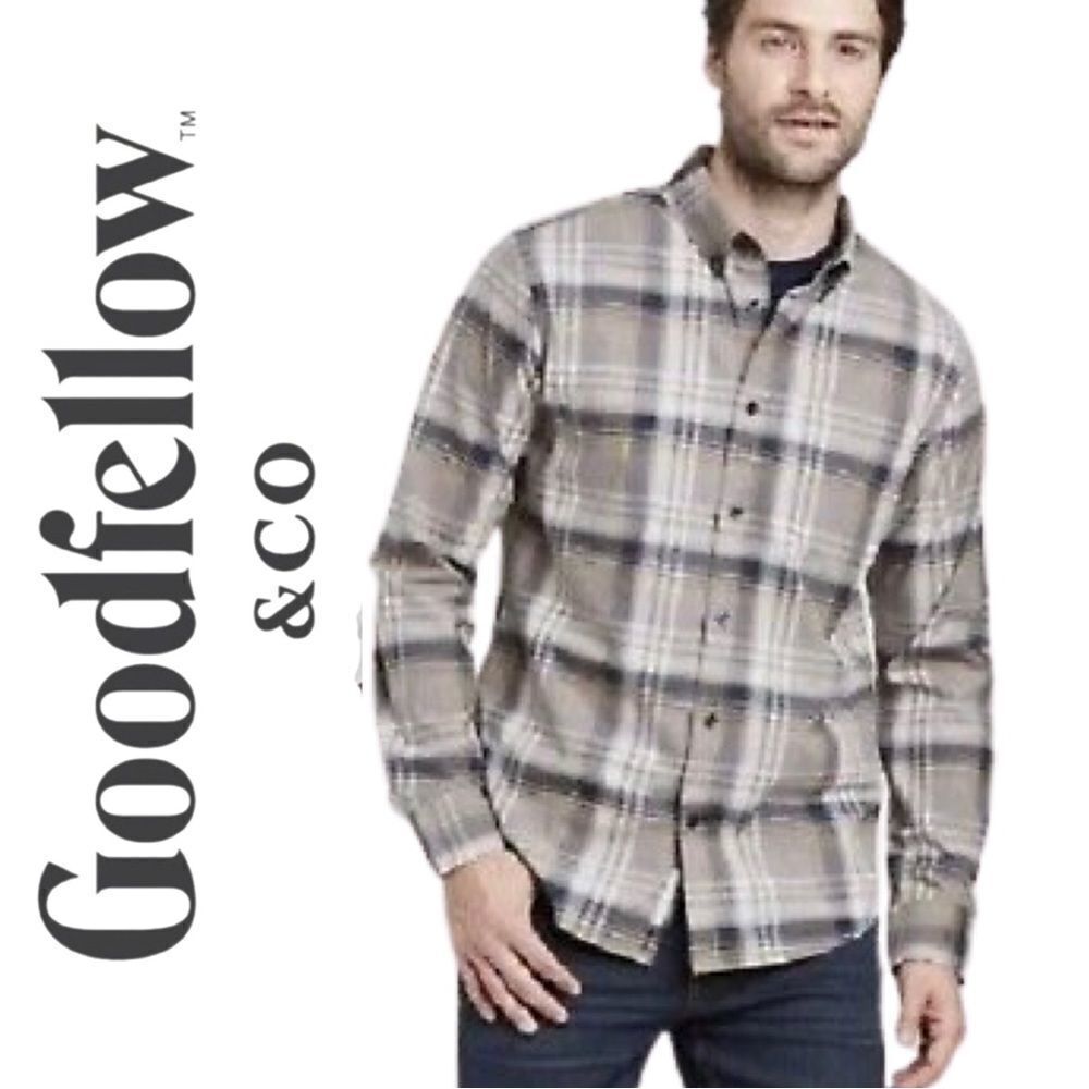 Goodfellow & Co Men's Standard Fit Stretch Poplin Long Sleeve Shirt • NWT